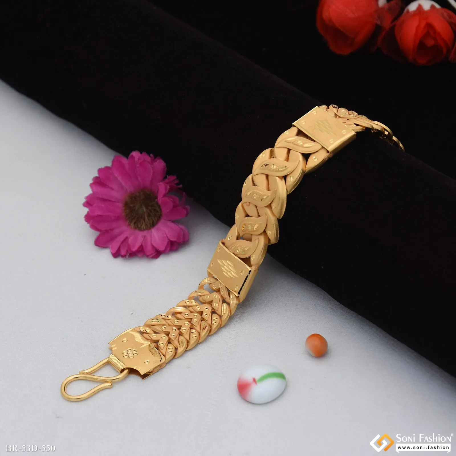 1 Gram Gold Plated 2 In 1 Pokal Bracelet for Men - Style D550