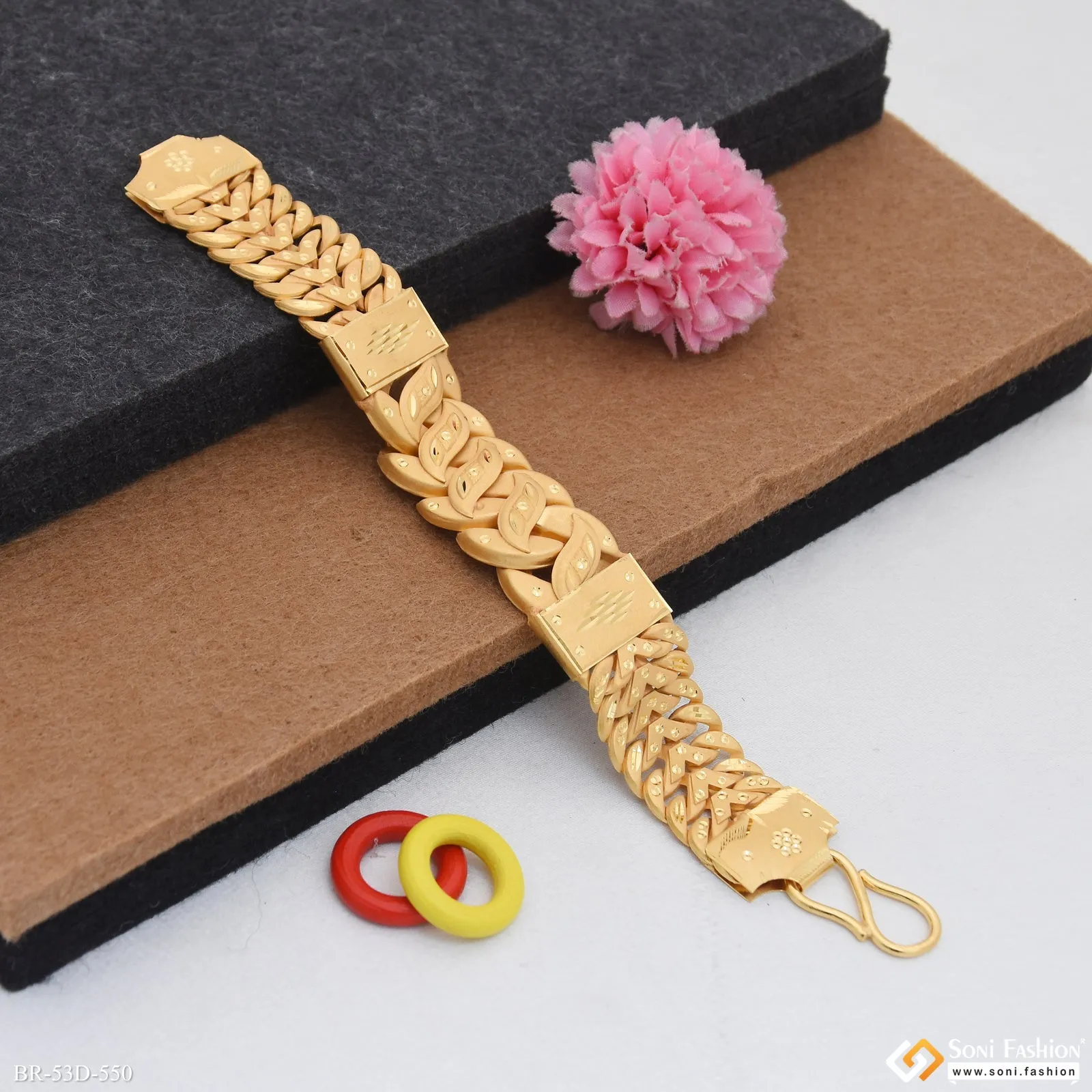 1 Gram Gold Plated 2 In 1 Pokal Bracelet for Men - Style D550