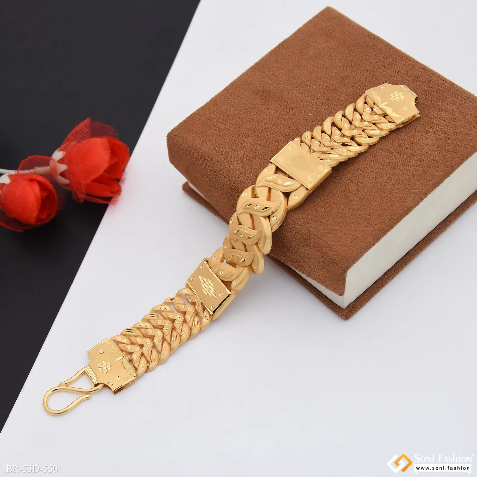 1 Gram Gold Plated 2 In 1 Pokal Bracelet for Men - Style D550