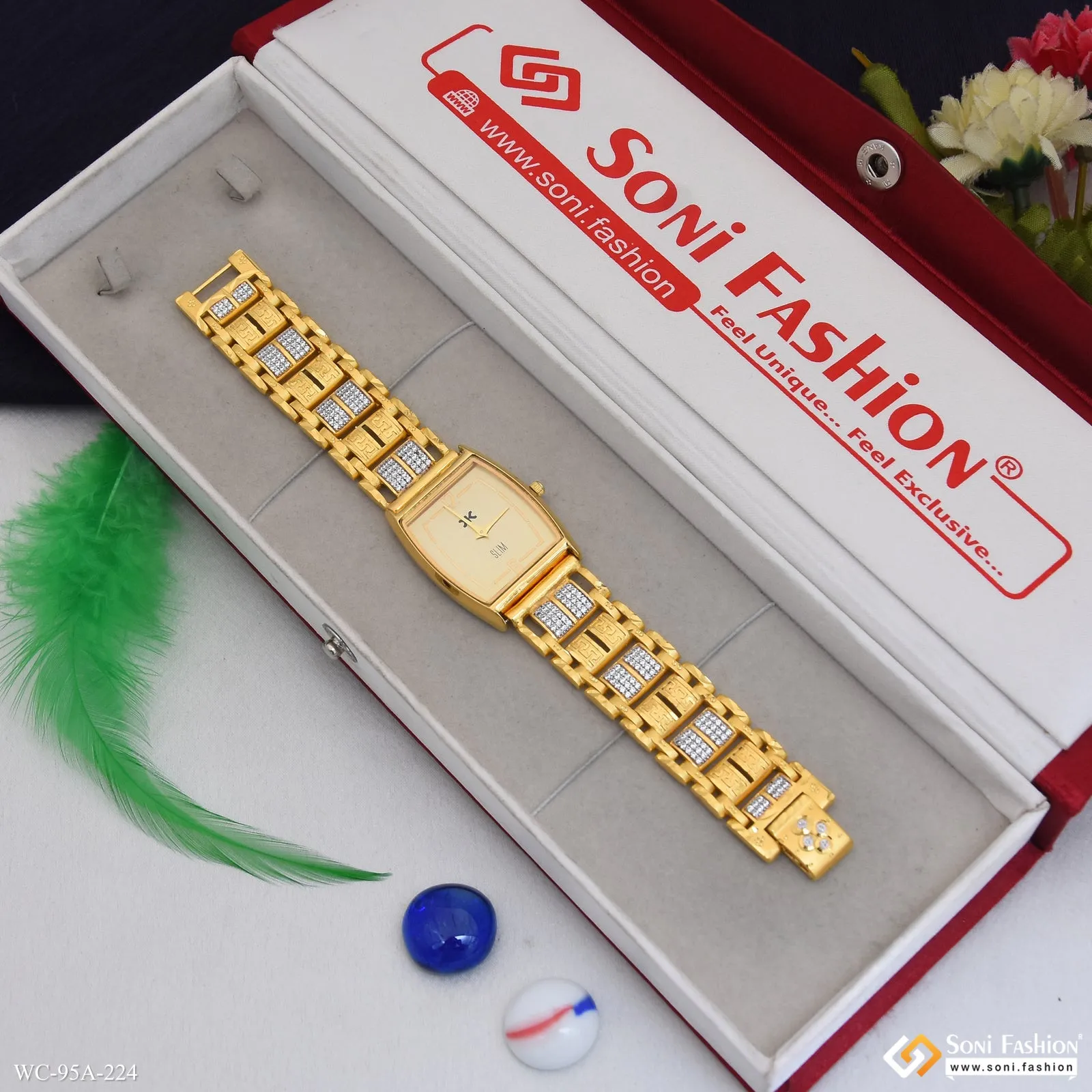 1 Gram Gold Plated Artisanal Design Watch for Men - Style A224