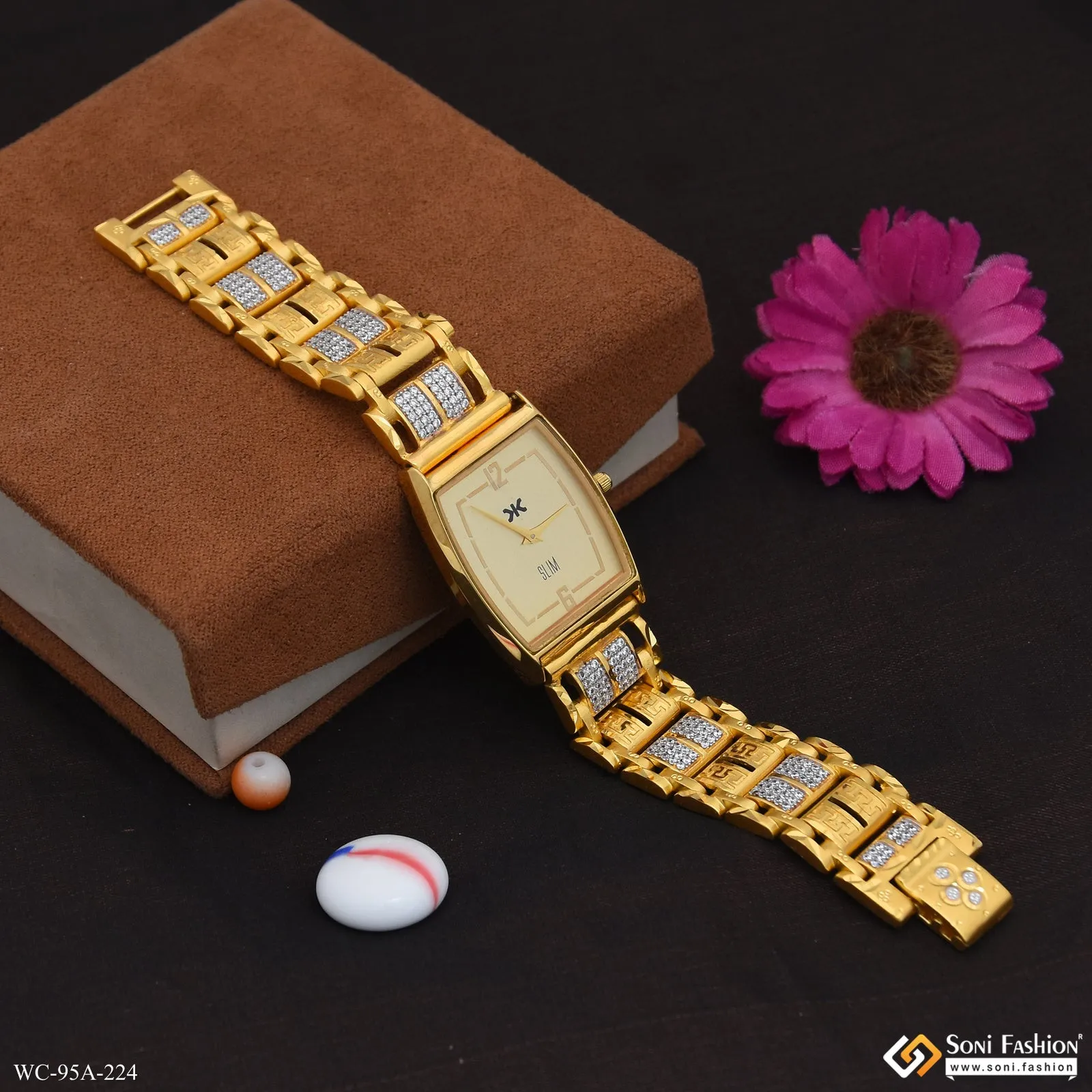 1 Gram Gold Plated Artisanal Design Watch for Men - Style A224