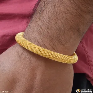 1 Gram Gold Plated Attention-Getting Design Bracelet Kada for Men - Style B111