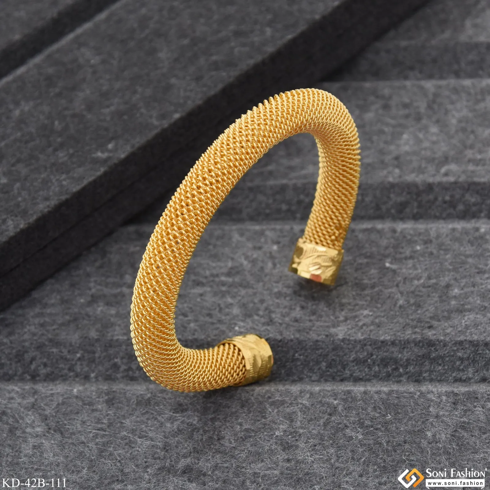 1 Gram Gold Plated Attention-Getting Design Bracelet Kada for Men - Style B111