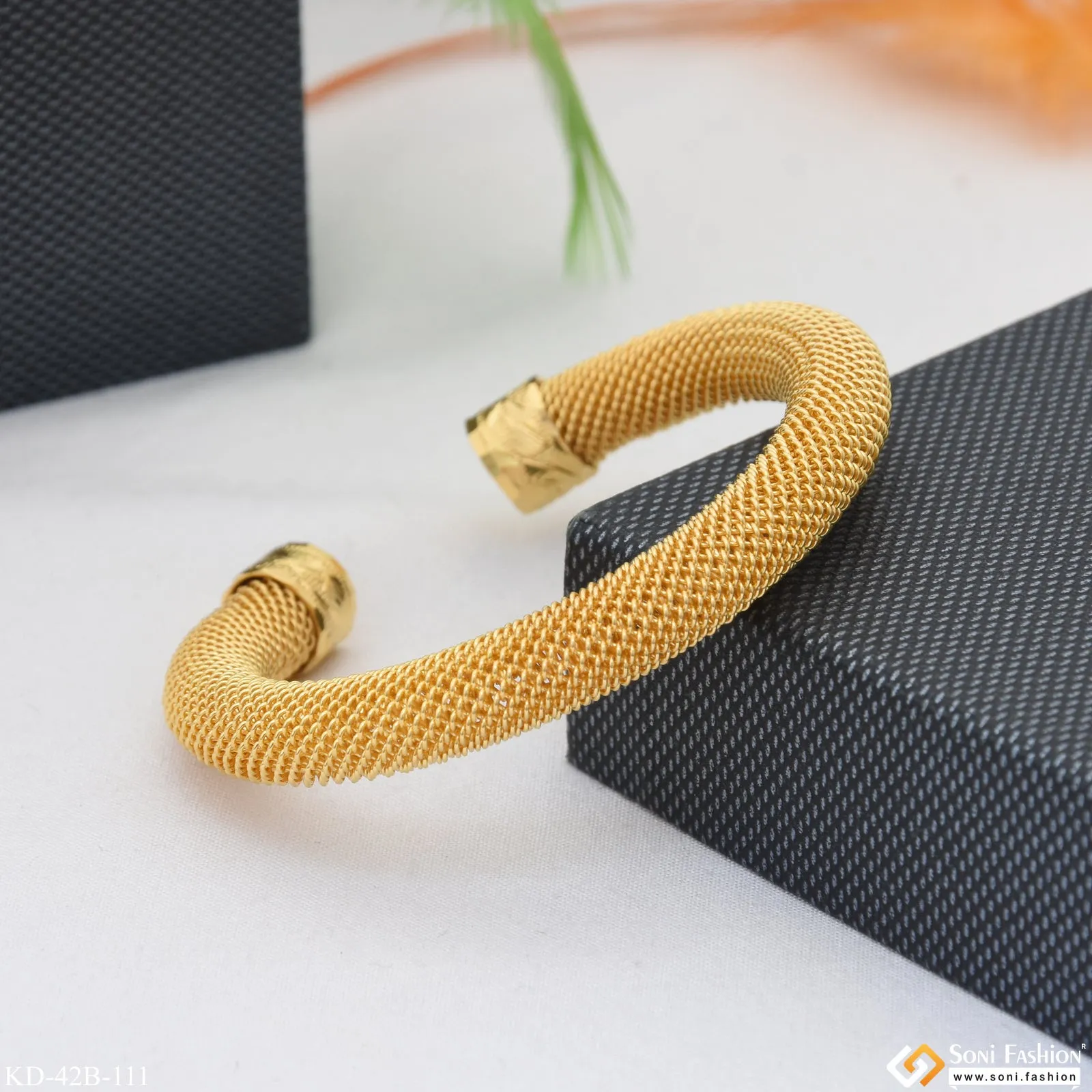 1 Gram Gold Plated Attention-Getting Design Bracelet Kada for Men - Style B111