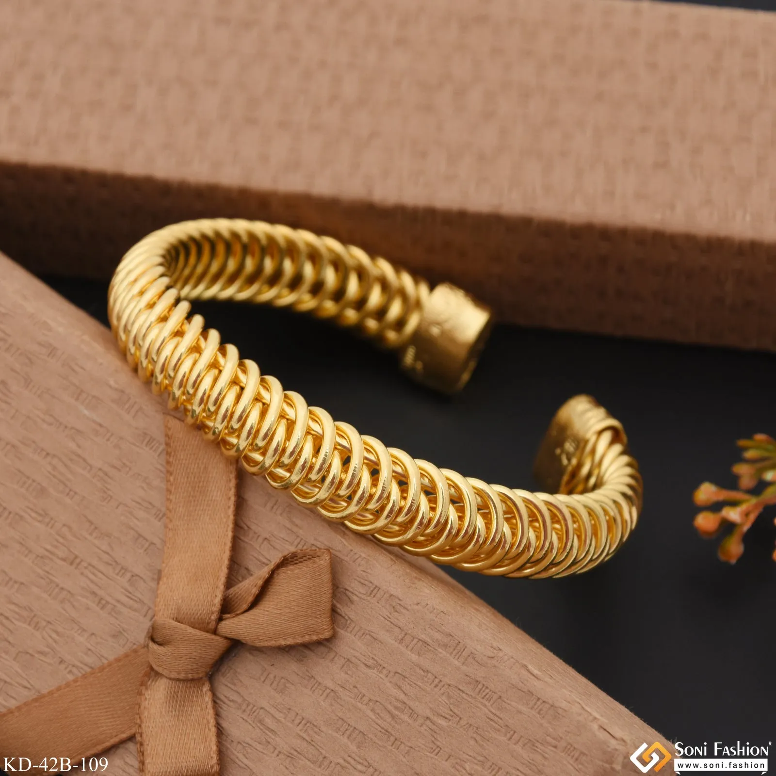 1 Gram Gold Plated Awesome Design Bracelet Kada for Men - Style B109