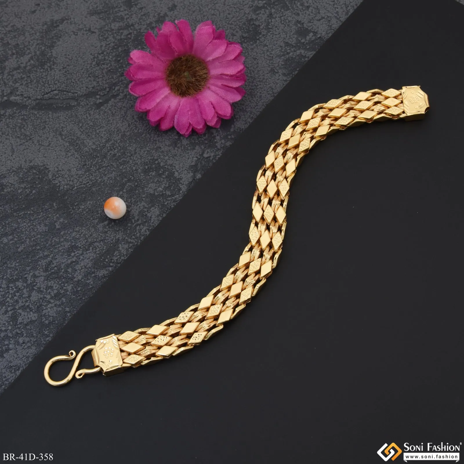 1 Gram Gold Plated Best Quality Elegant Design Bracelet for Men - Style D358
