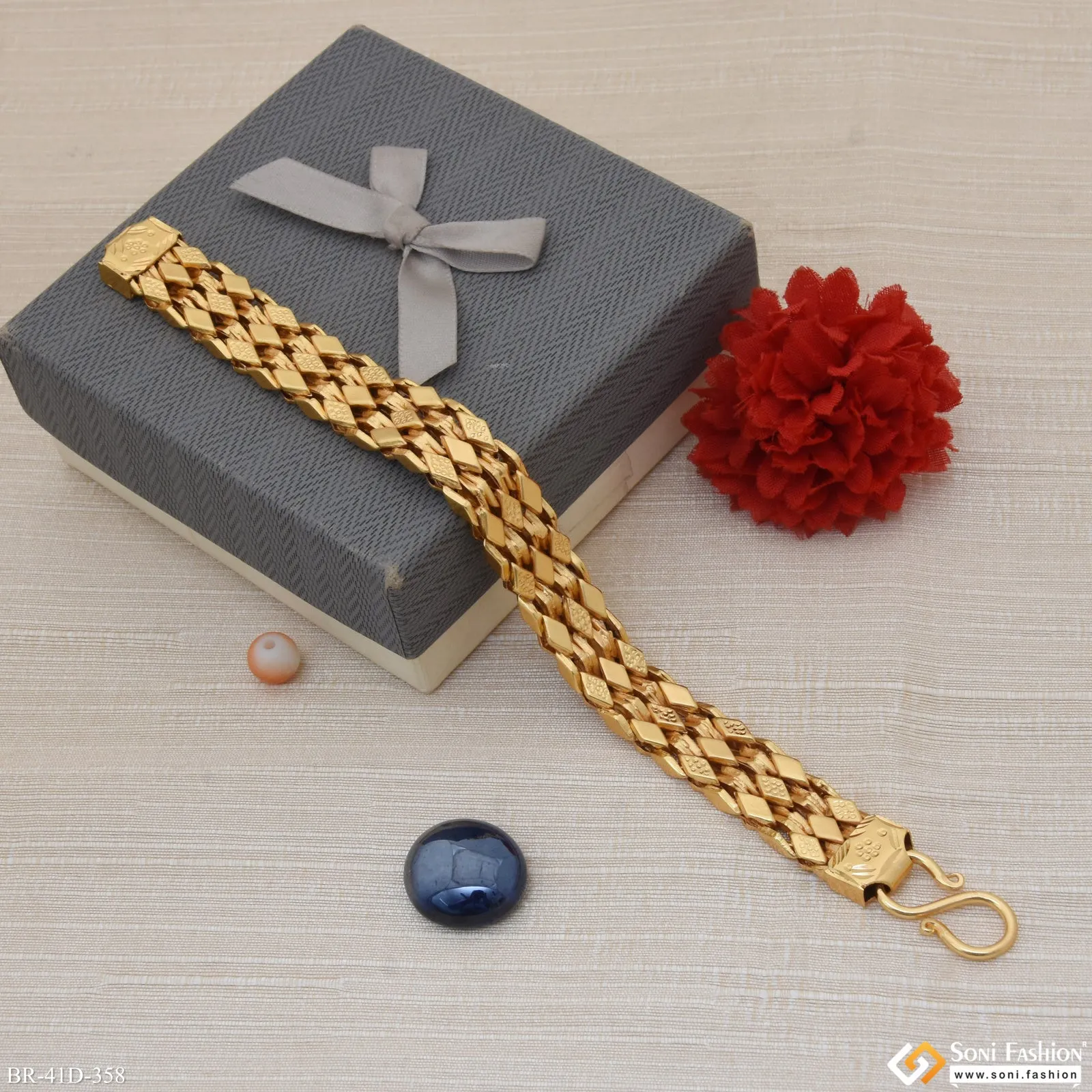 1 Gram Gold Plated Best Quality Elegant Design Bracelet for Men - Style D358