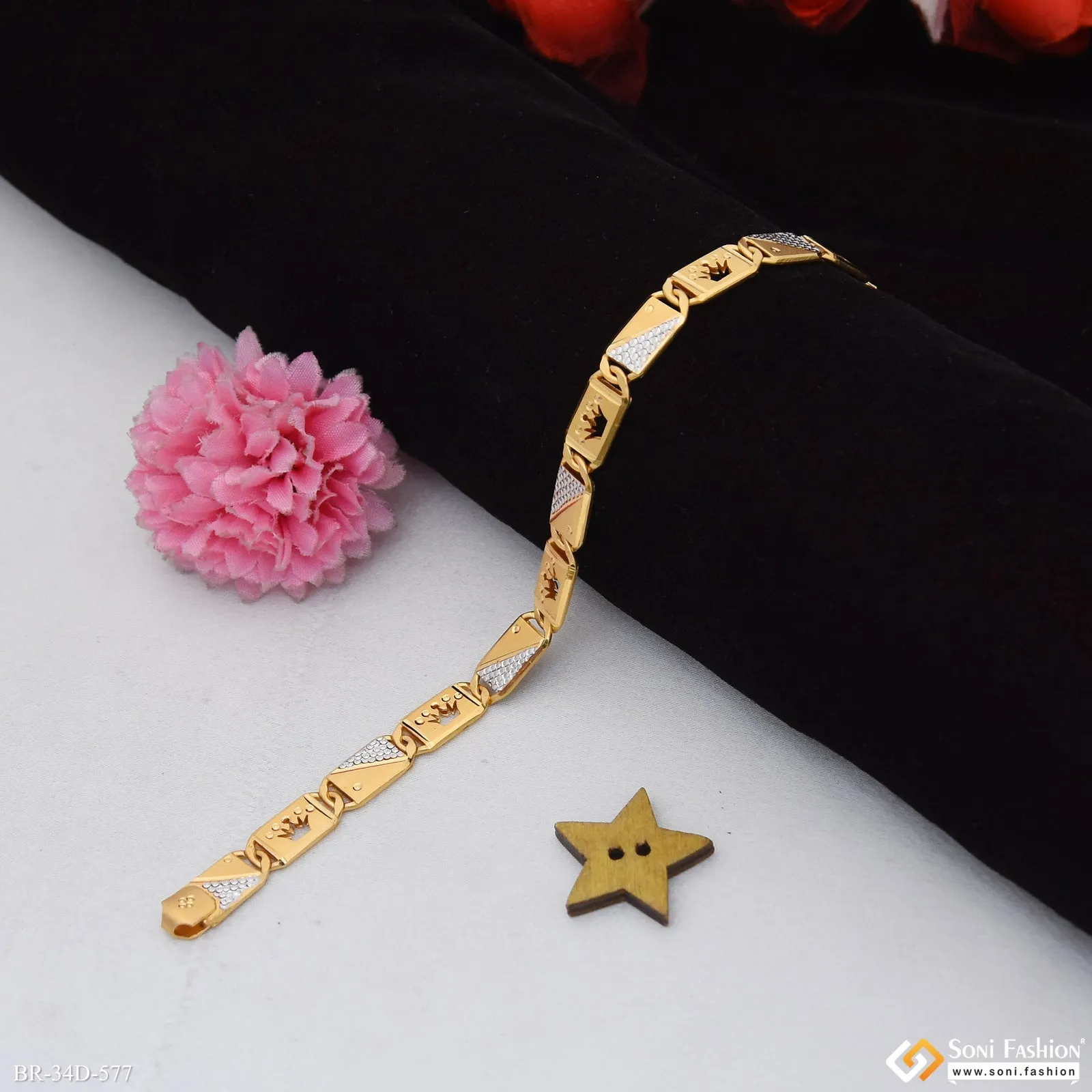 1 Gram Gold Plated Best Quality Nawabi Bracelet for Men - Style D577