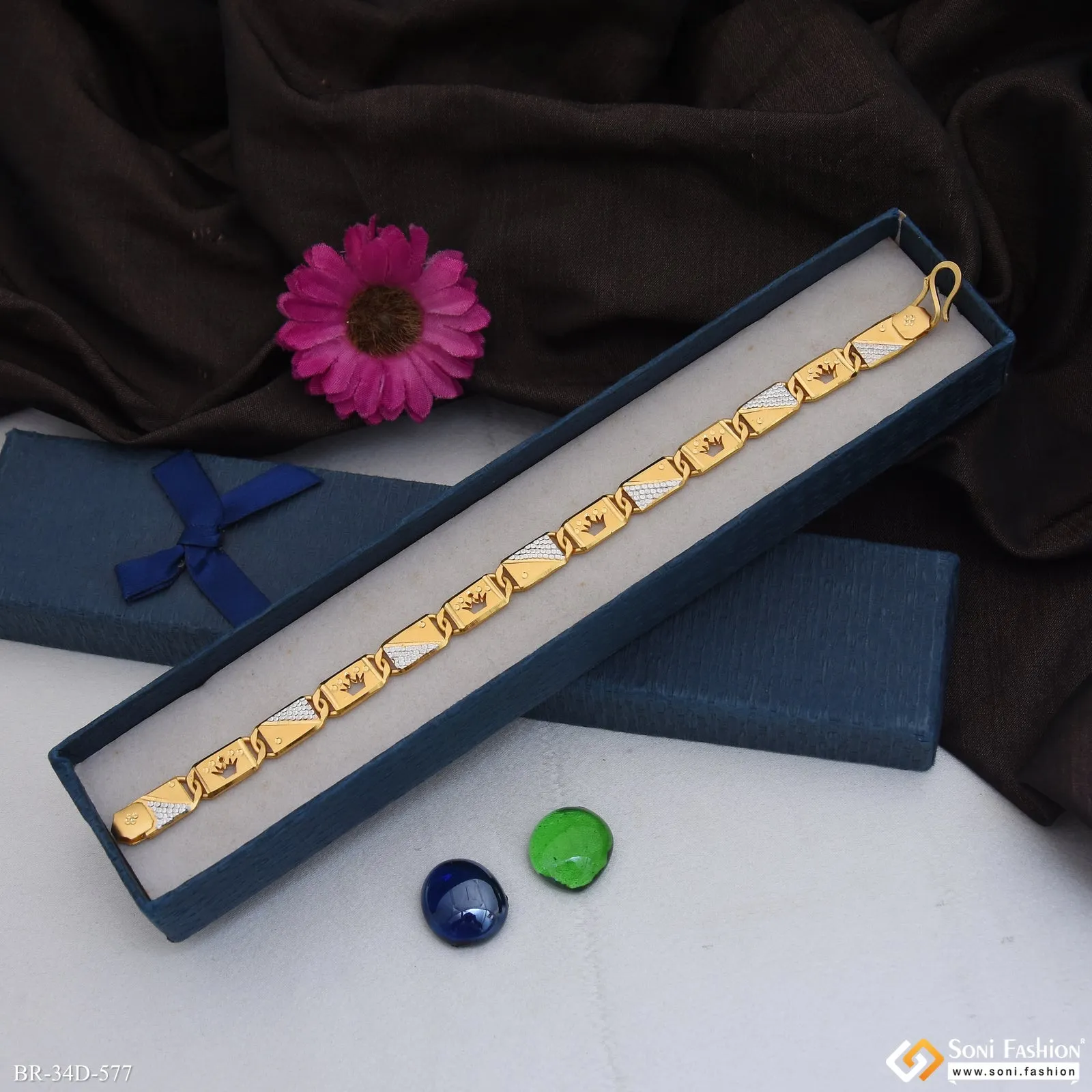 1 Gram Gold Plated Best Quality Nawabi Bracelet for Men - Style D577