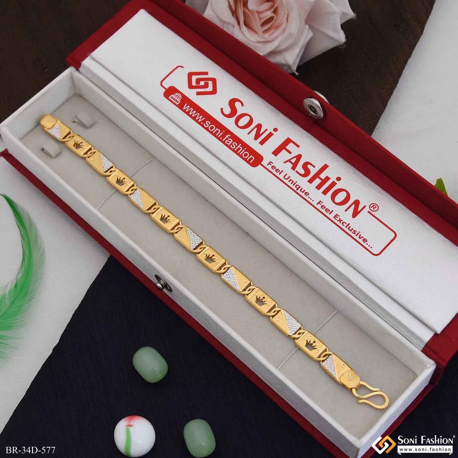 1 Gram Gold Plated Best Quality Nawabi Bracelet for Men - Style D577
