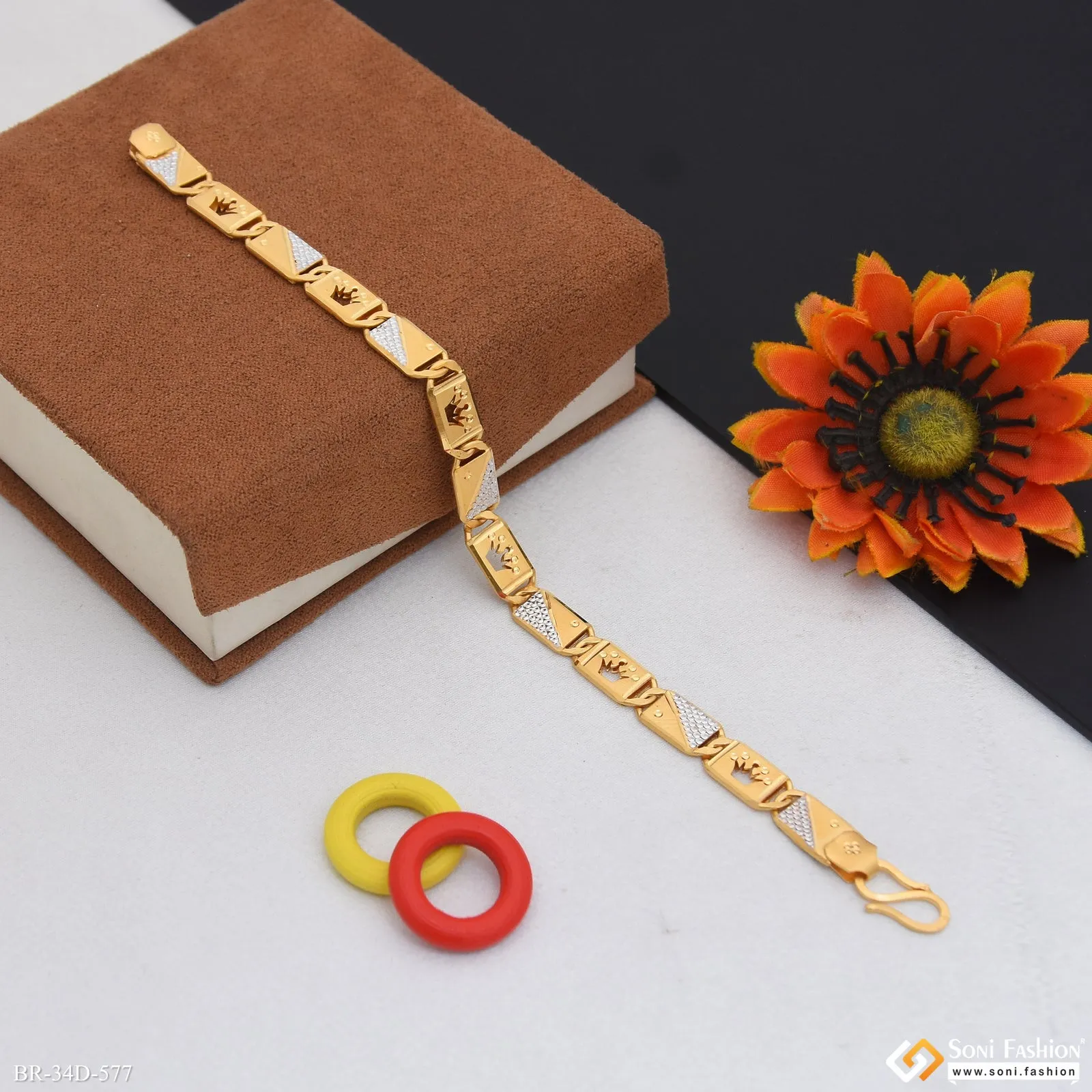 1 Gram Gold Plated Best Quality Nawabi Bracelet for Men - Style D577