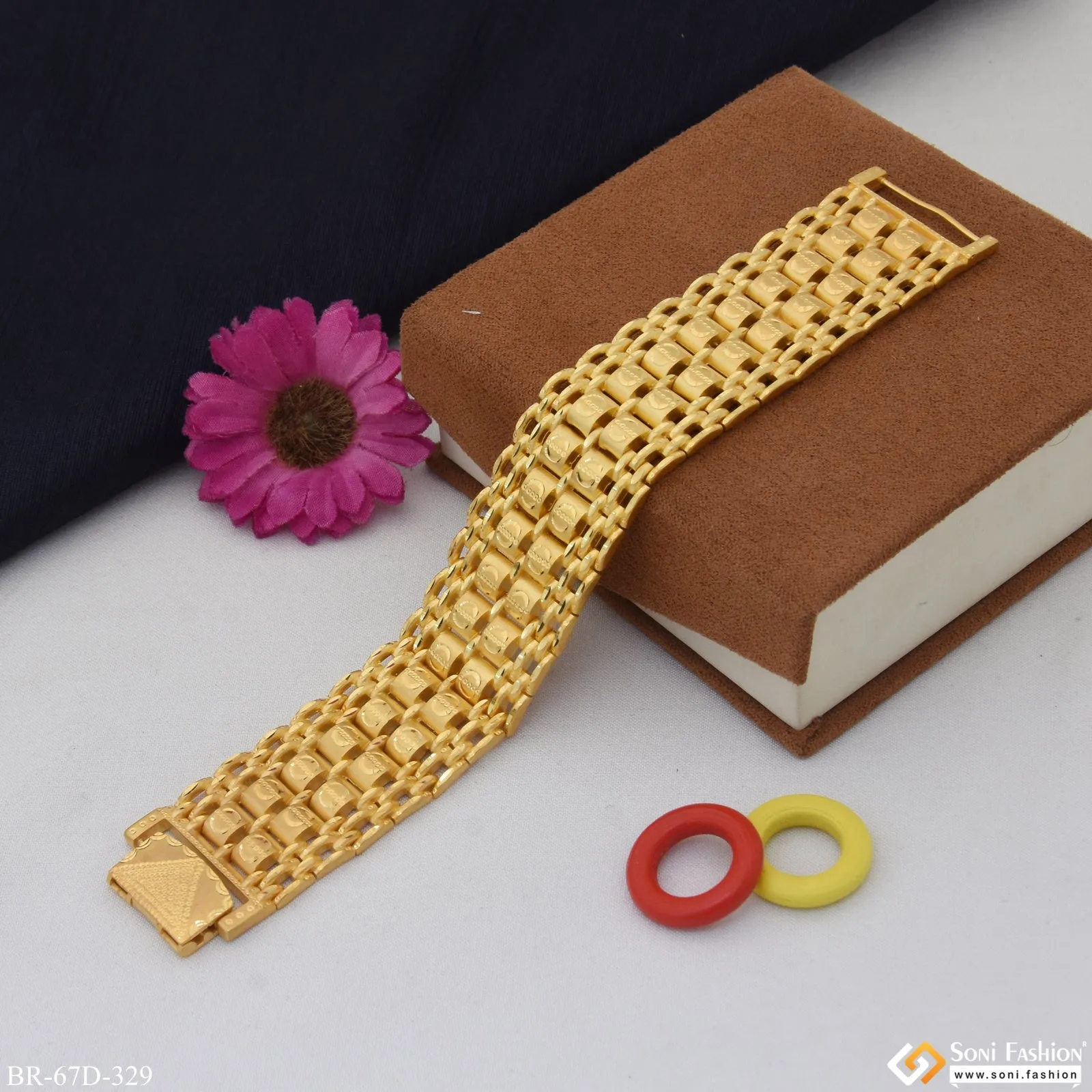 1 Gram Gold Plated Gorgeous Design Bracelet for Men - Style D329