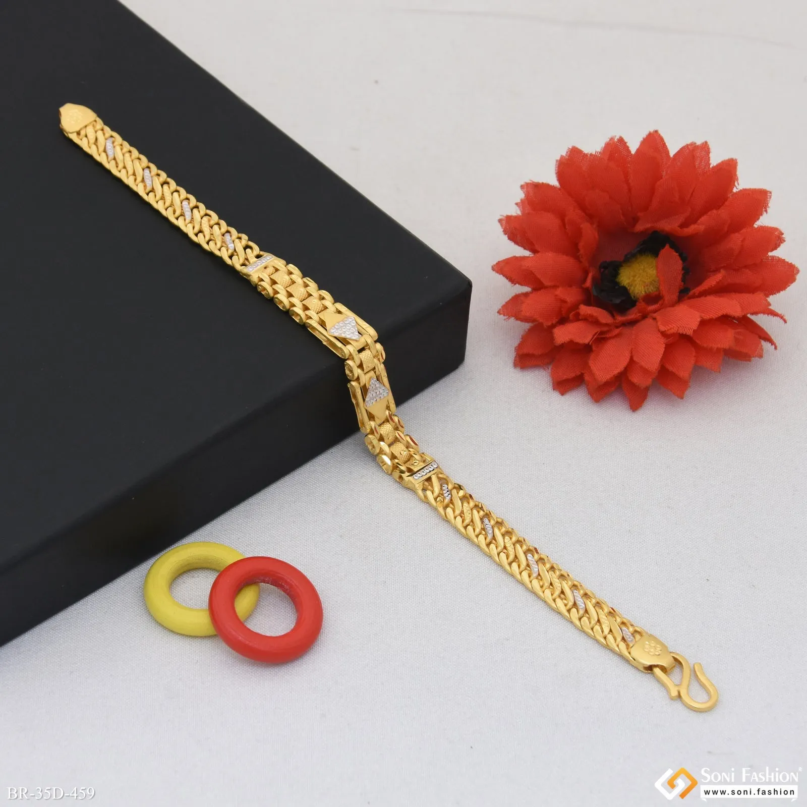1 Gram Gold Plated Gorgeous Design Bracelet for Men - Style D459