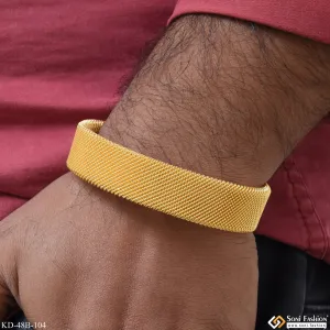 1 Gram Gold Plated Mesh Design Bracelet Kada For Men - Style B104
