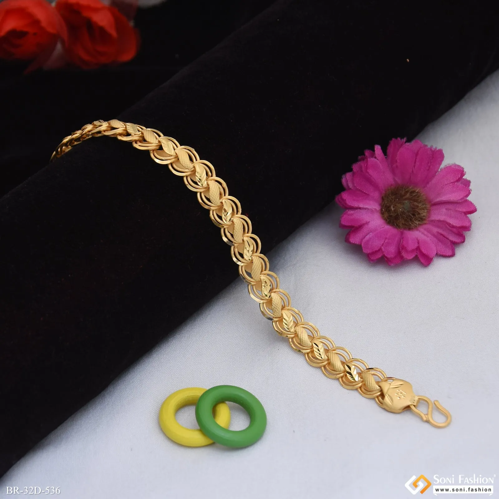 1 Gram Gold Plated Popular Design Kohli Bracelet for Men - Style D536
