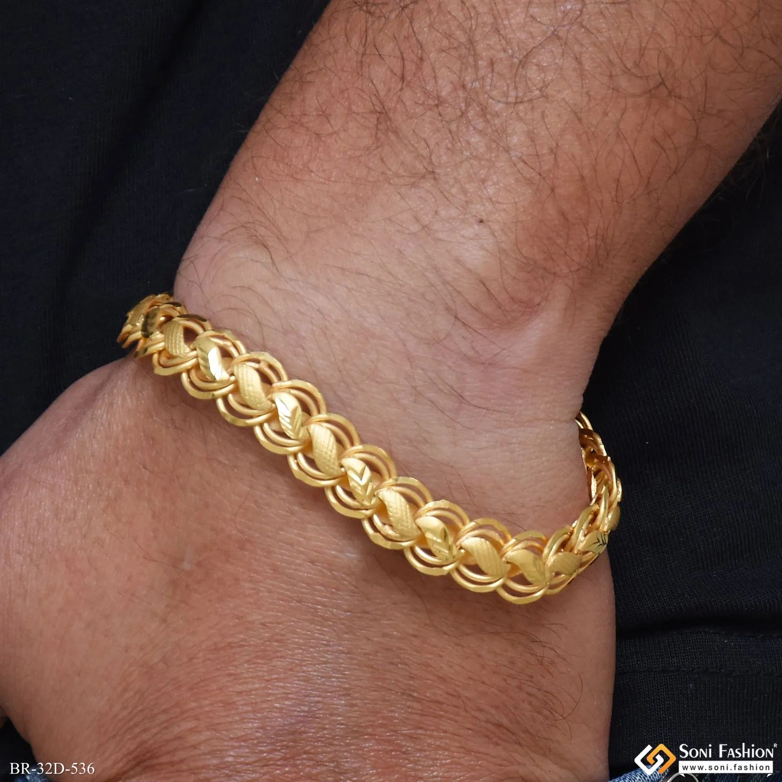 1 Gram Gold Plated Popular Design Kohli Bracelet for Men - Style D536