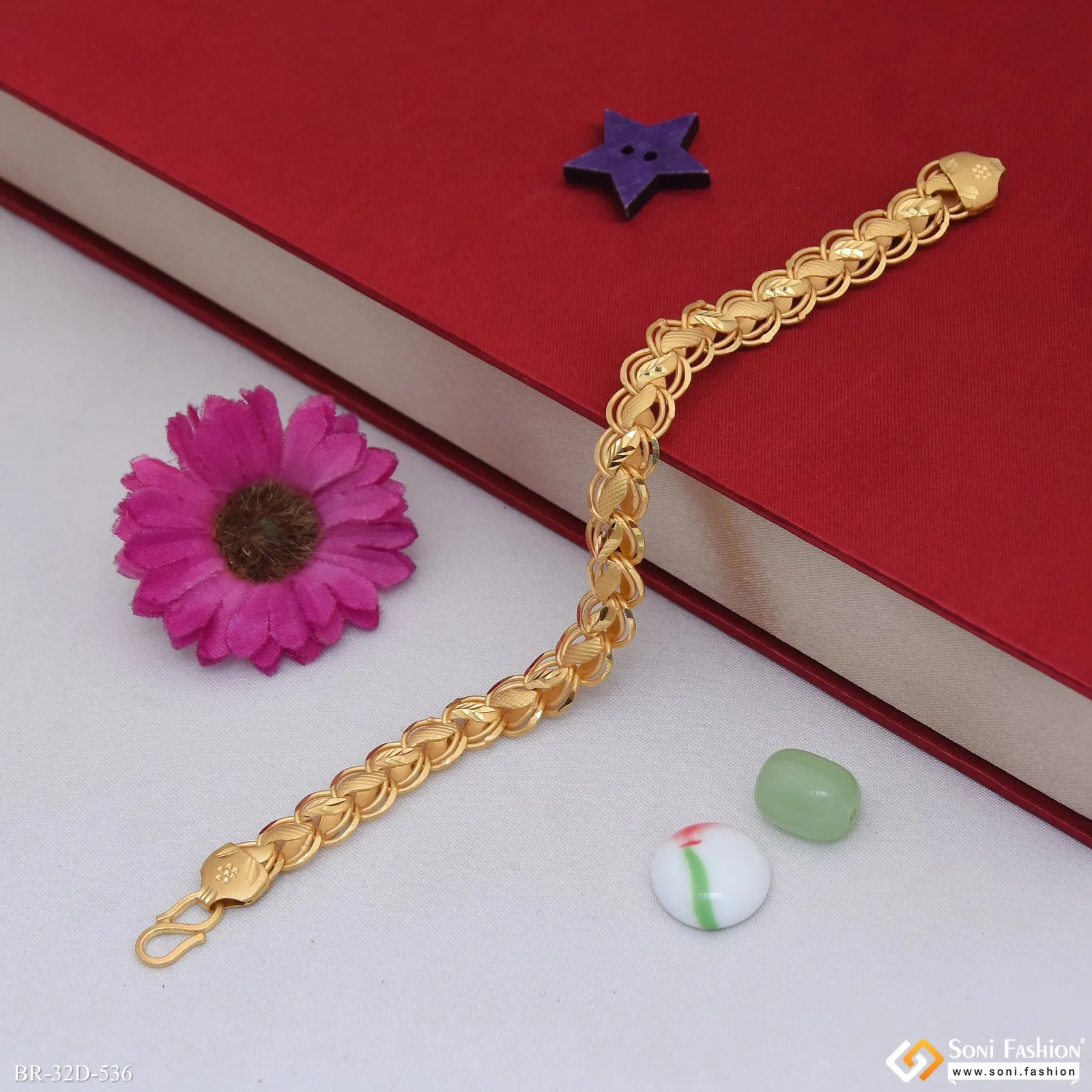 1 Gram Gold Plated Popular Design Kohli Bracelet for Men - Style D536