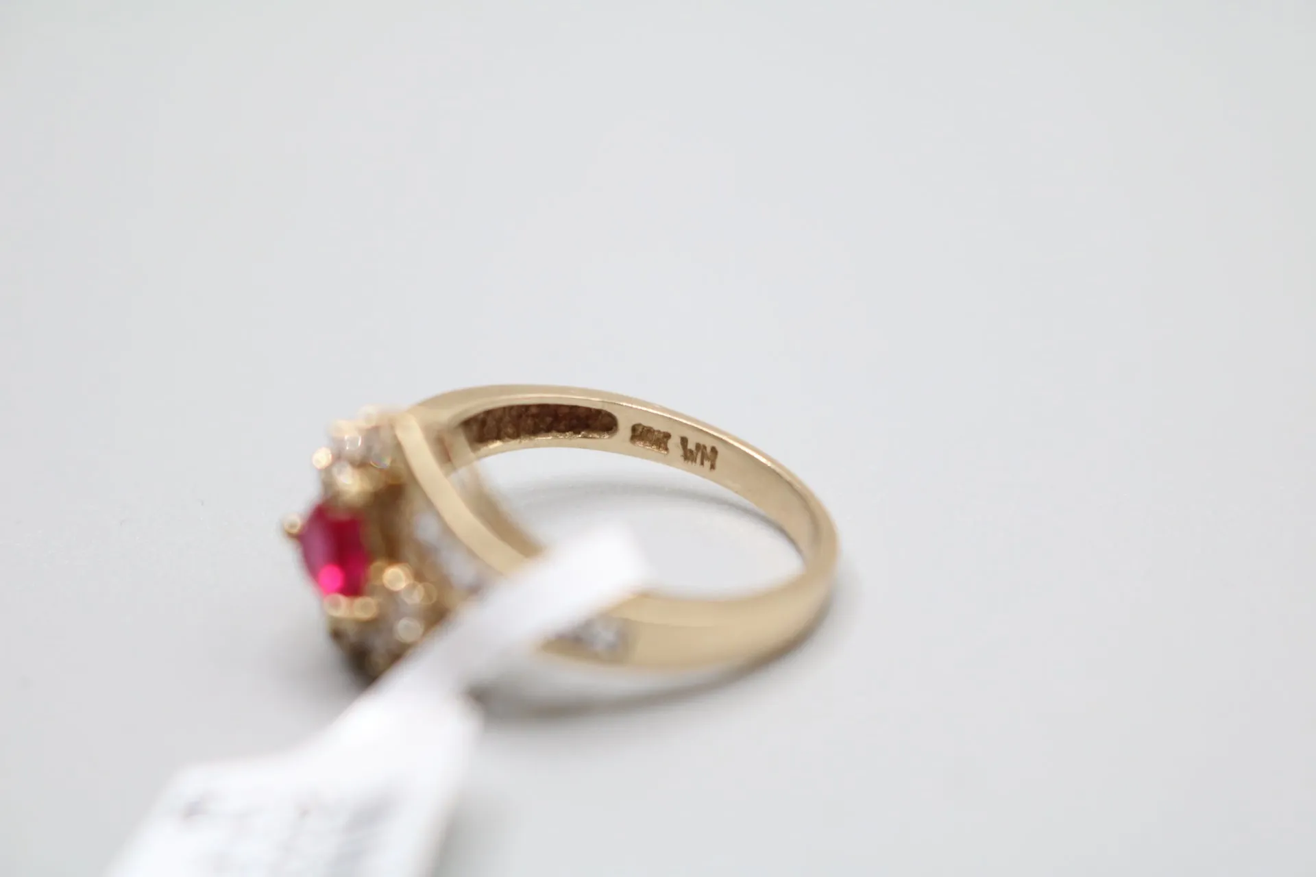 10-Karat Yellow Gold Ruby Heart Bypass Ring Size of 6 3/4