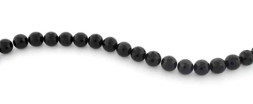 10mm Faceted Round Black Onyx Gem Stone Beads