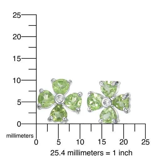1.40 cttw Peridot Stud Earrings .925 Sterling Silver With Rhodium 4 MM Heart