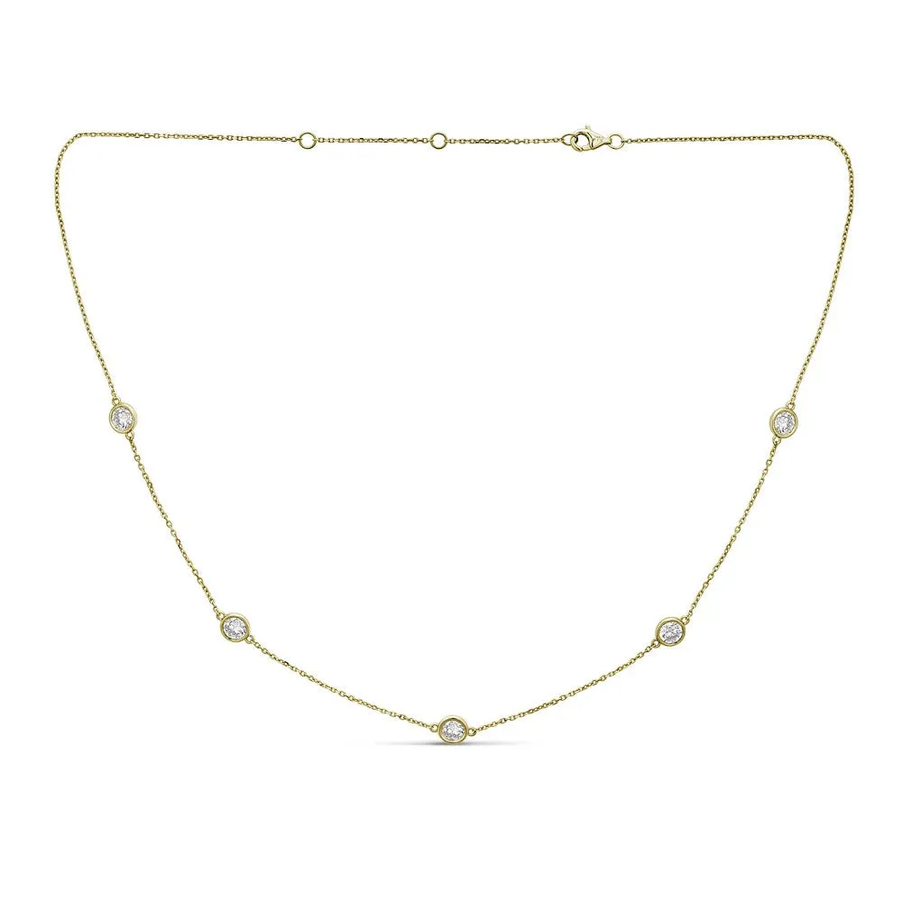 14KT 2.00CT ROUND DIAMONDS BY THE YARD NECKLACE 18"-2 COLORS
