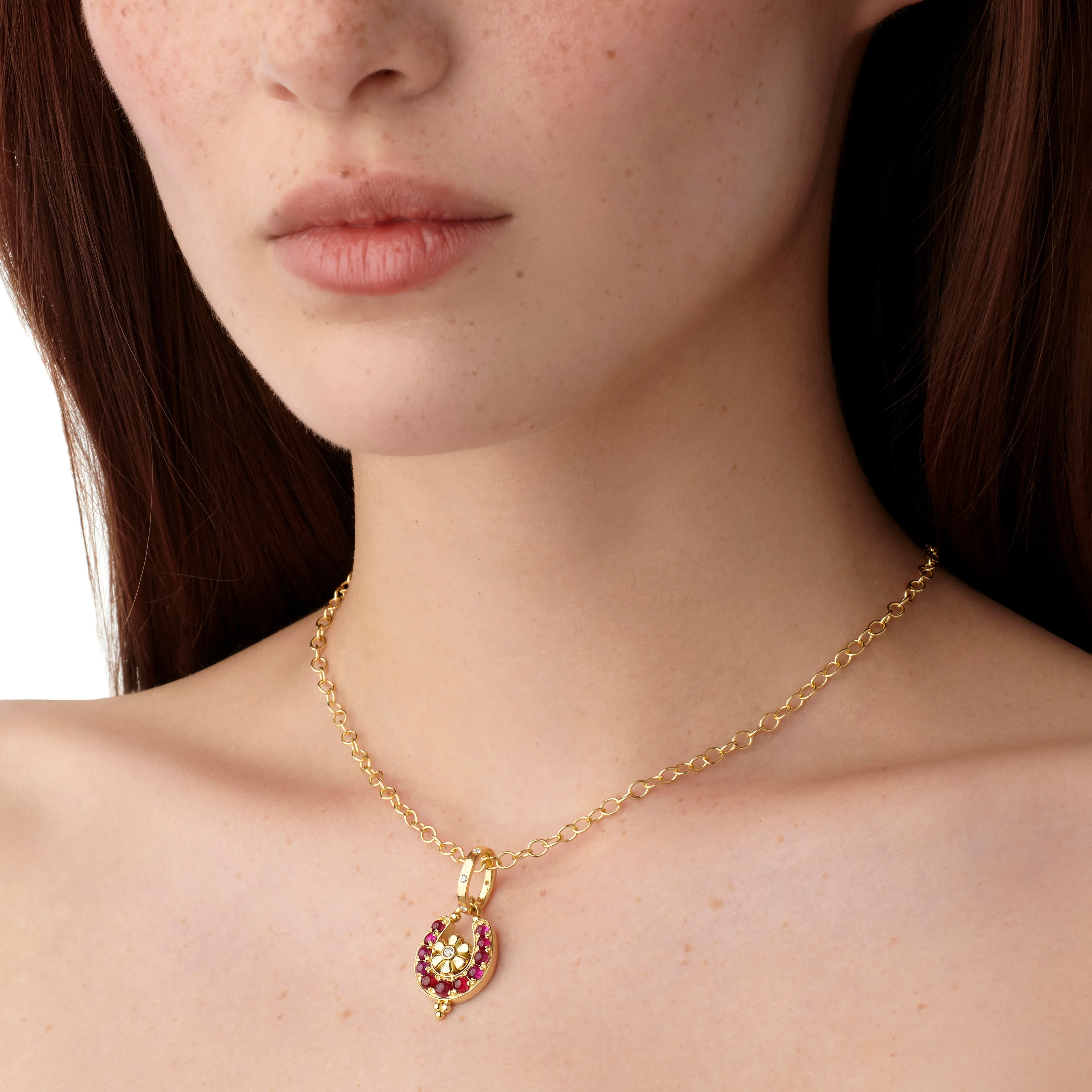 18K Ruby Horseshoe Pendant