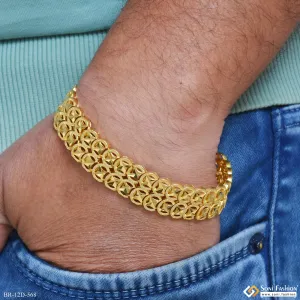 2 Line Golden Color Stainless Steel Bracelet for Men - Style D568