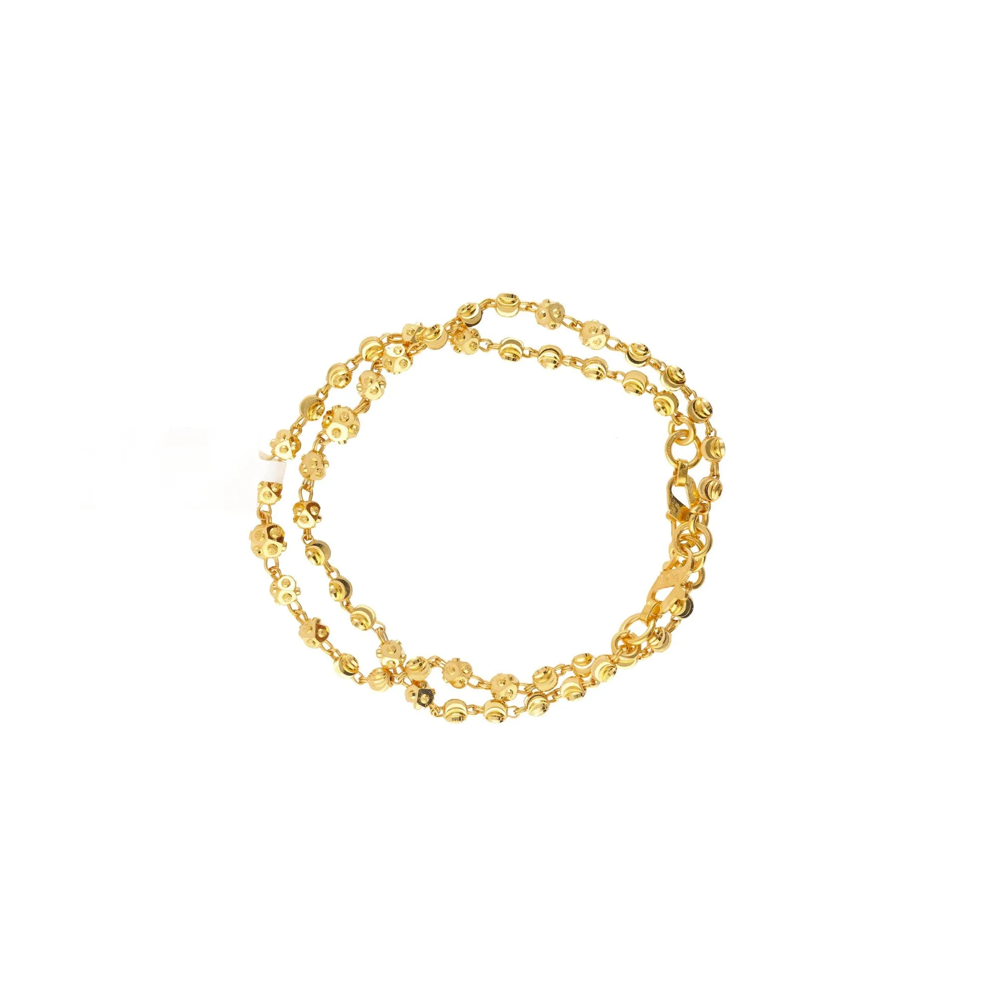 22K Yellow Gold Beaded Chain Link Baby Bracelets