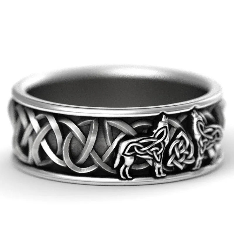 925 Silver Wolf Ring Man Vintage Jewelry