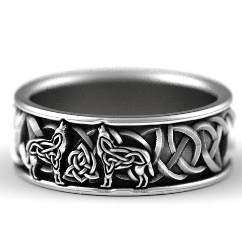925 Silver Wolf Ring Man Vintage Jewelry