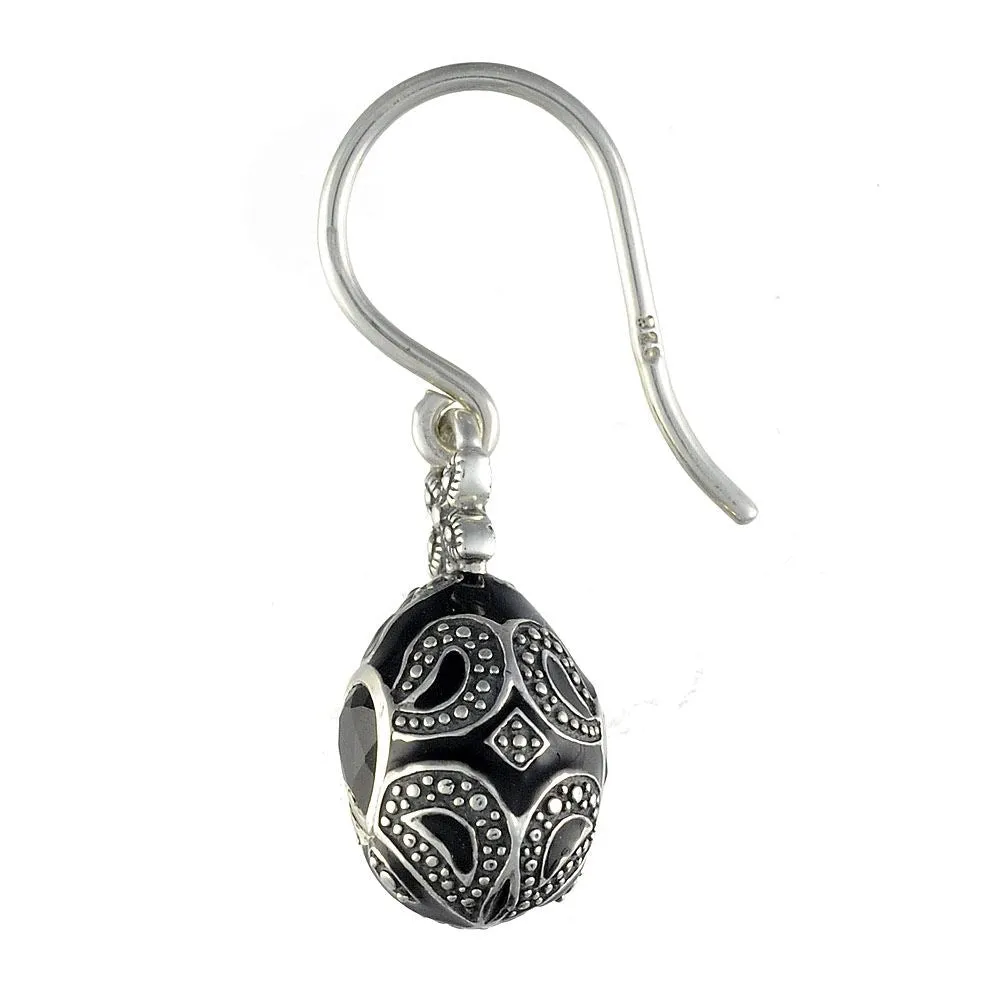 925er Sterlingsilber Onyx Fallen/ Lang Ohrringe