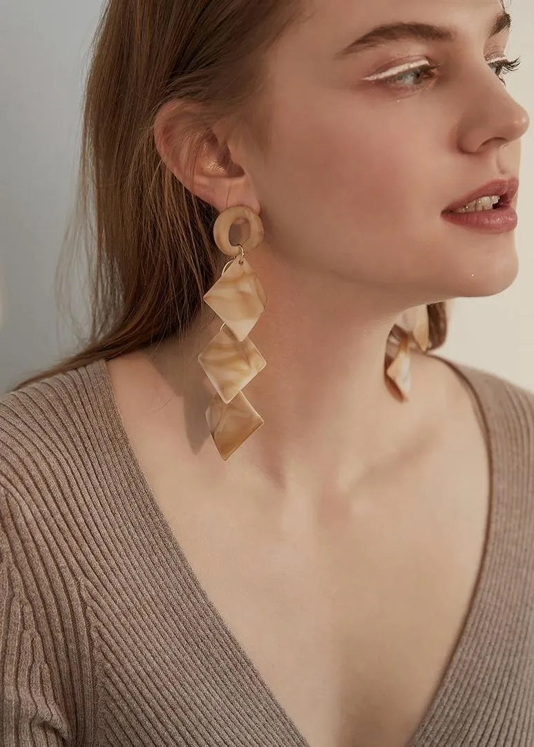 Acrylic Drop Hoop Earrings