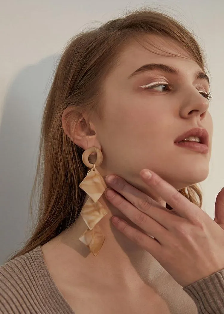 Acrylic Drop Hoop Earrings