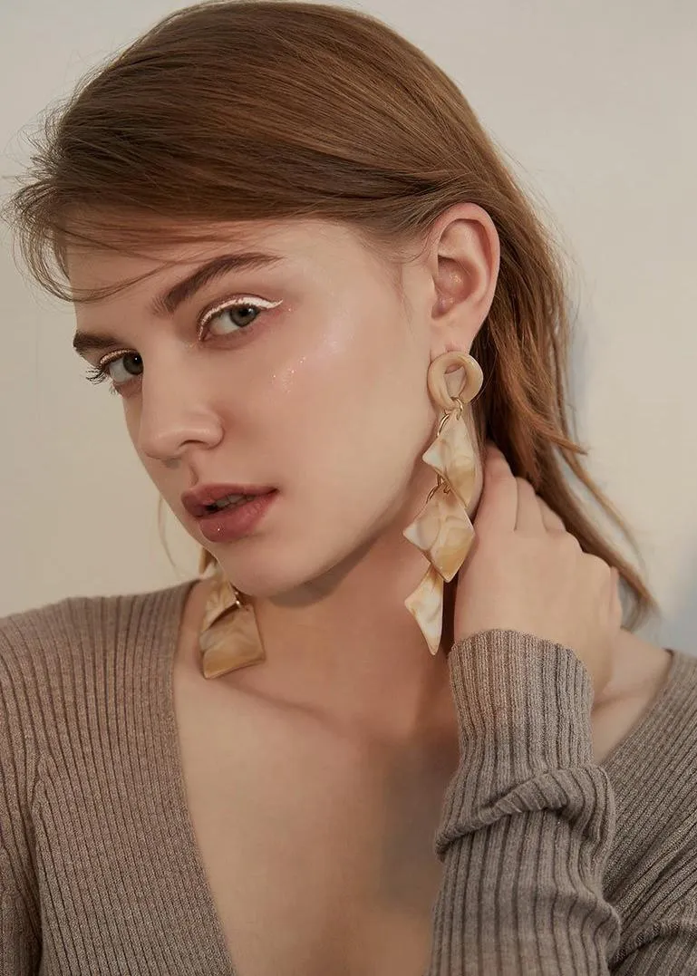 Acrylic Drop Hoop Earrings