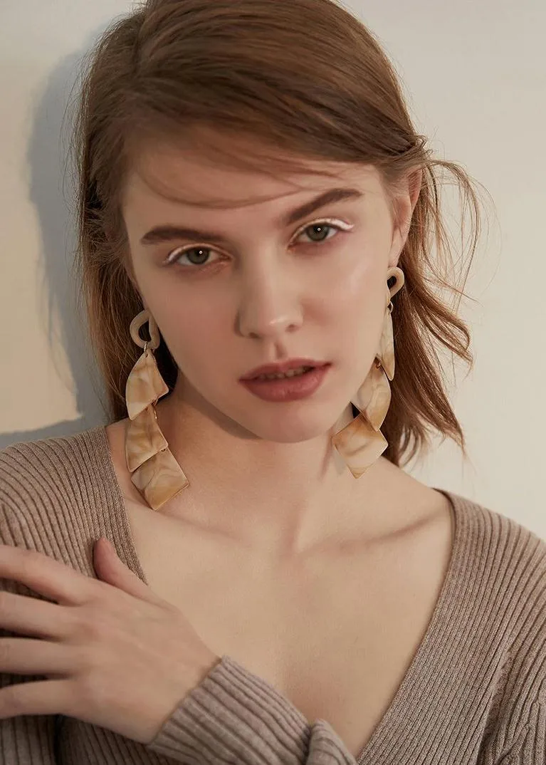 Acrylic Drop Hoop Earrings