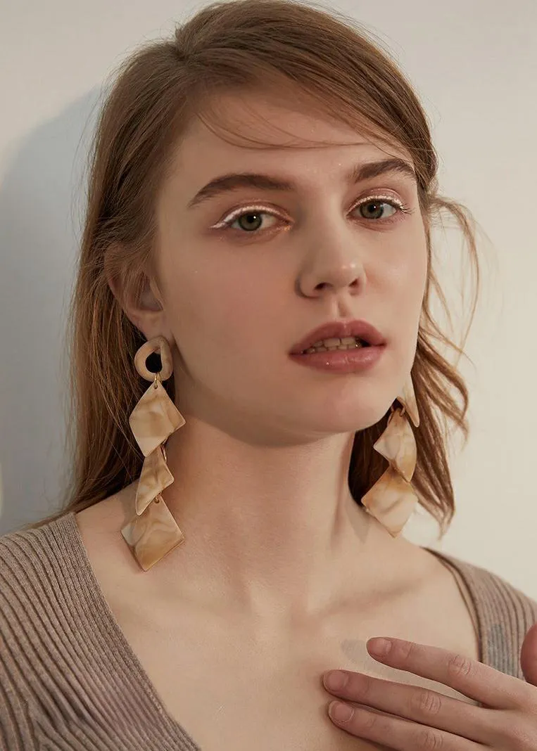Acrylic Drop Hoop Earrings