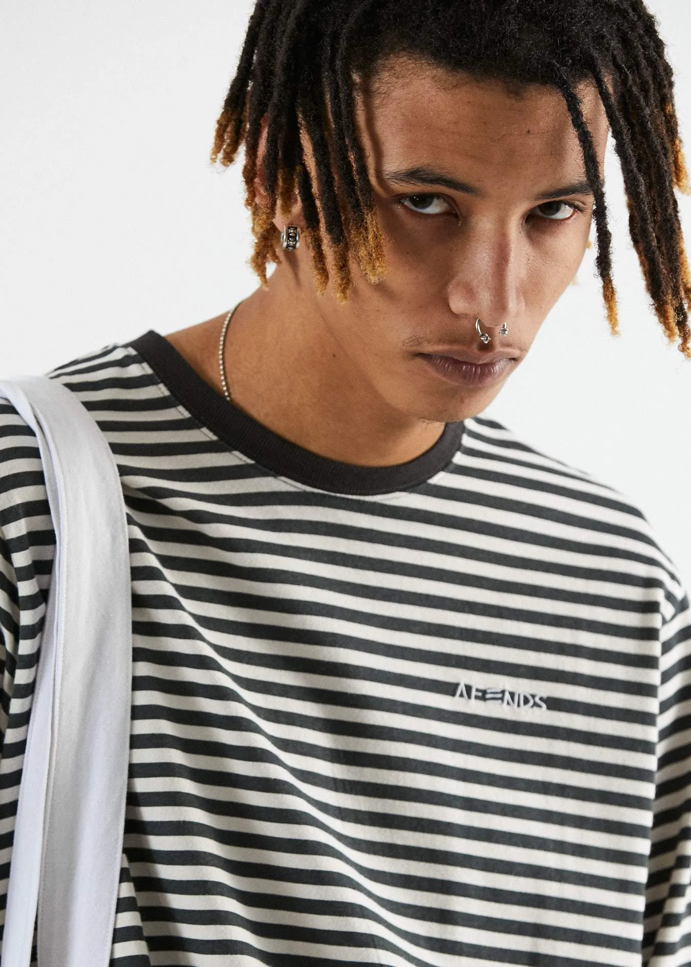 Afends Mens Bleach - Retro Fit Long Sleeve Tee - Moonbeam