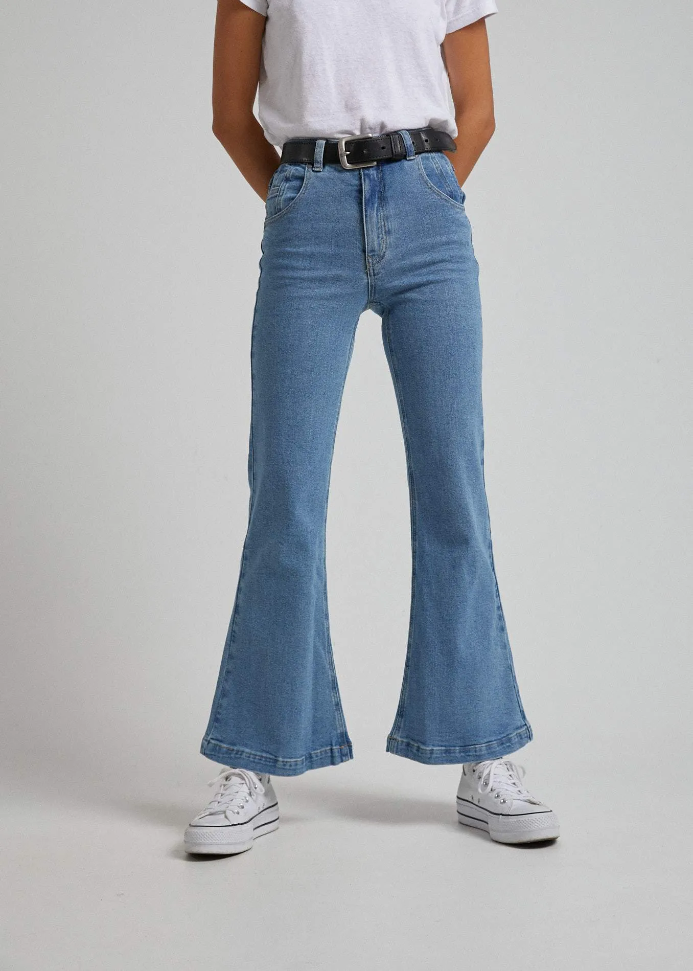 Afends Womens Marsha - Denim Flared Jeans - Classic Blue
