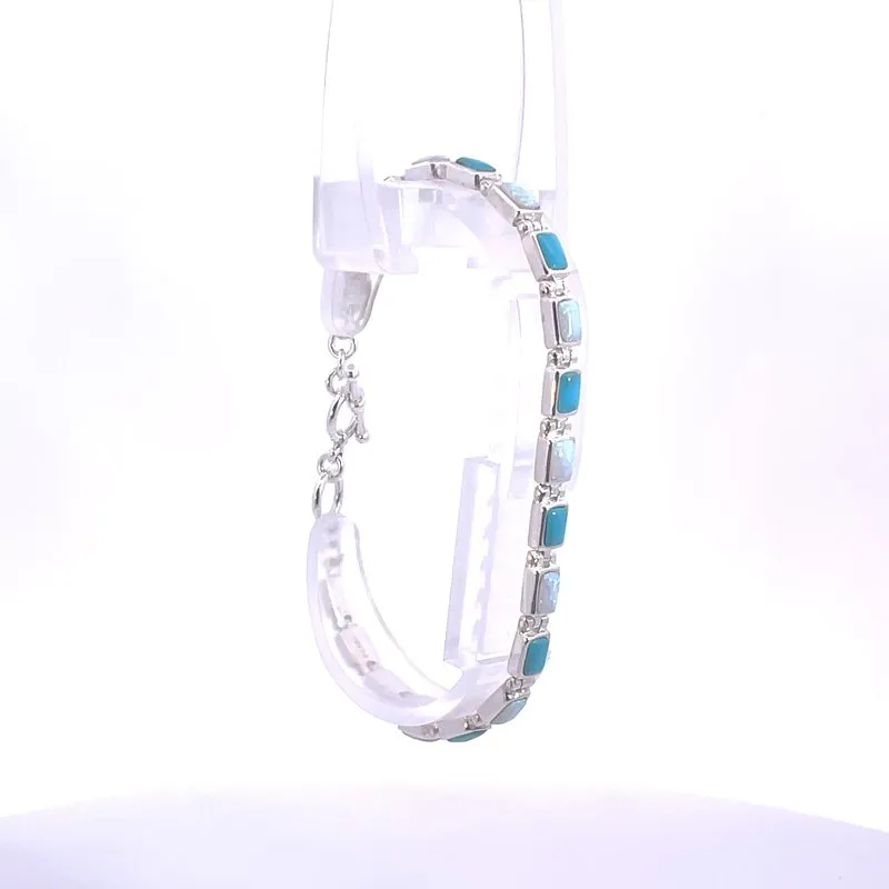 Arizona Turquoise and Inlaid Jewelry Rectangle Link Bracelet