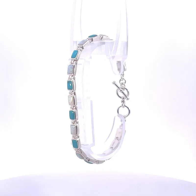Arizona Turquoise and Inlaid Jewelry Rectangle Link Bracelet