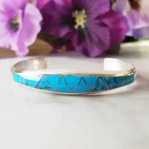 Arizona Turquoise and Inlaid Jewelry Tapered Turquoise Cuff