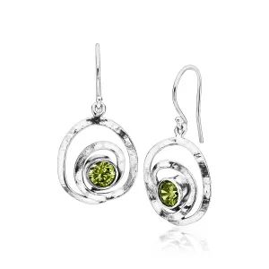 Artistic Sterling Silver Peridot CZ Earrings