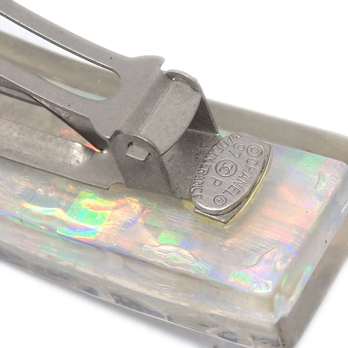 Chanel 1997 Clear Rainbow Lucite Hair Clip Barrette