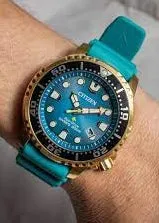 CITIZEN ECO-DRIVE PROMASTER SEA DIVERS TURQUOISE BLUE DIAL BN0162-02X