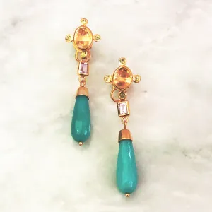 Citrine & Peridot Stud with Amethyst & Amazonite Twinset Earrings