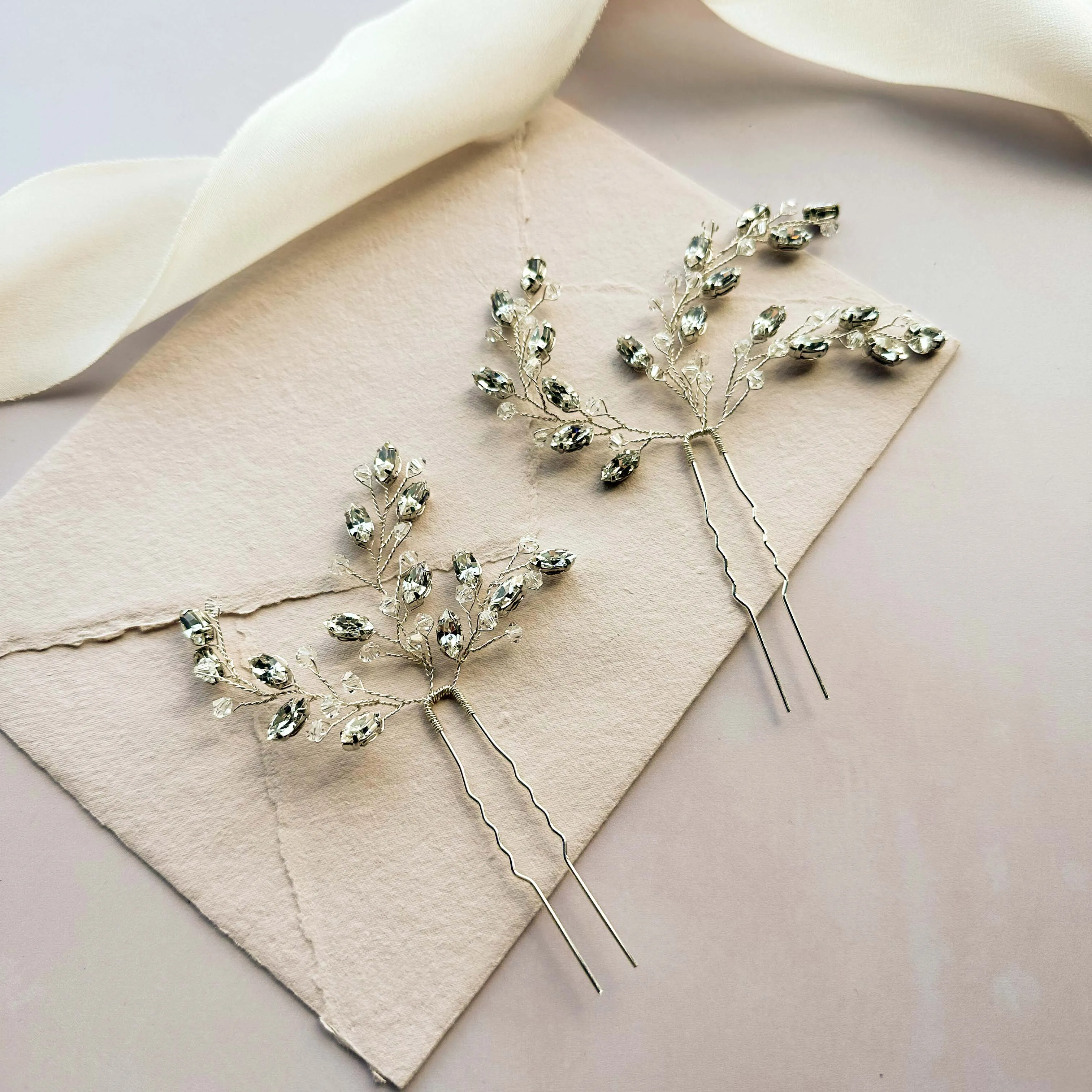 Crystal Wedding Hair Pin (x2) - 'Etta'