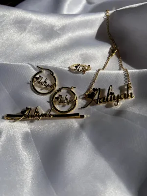 Custom 4Pc Personalized Name Jewelry Set