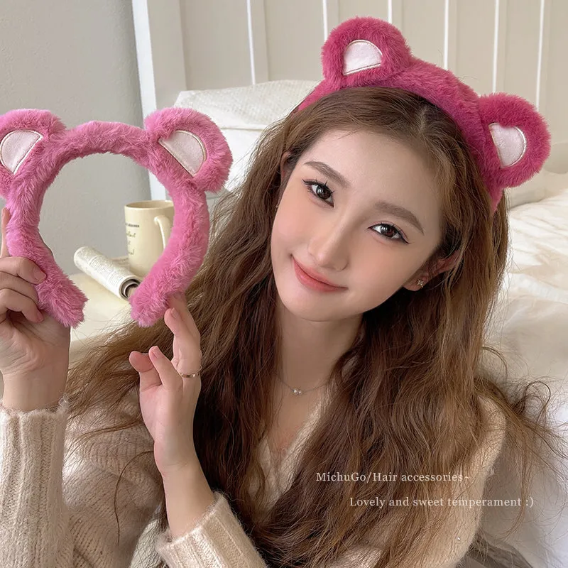 Cute Strawberry Bear Ear Headband