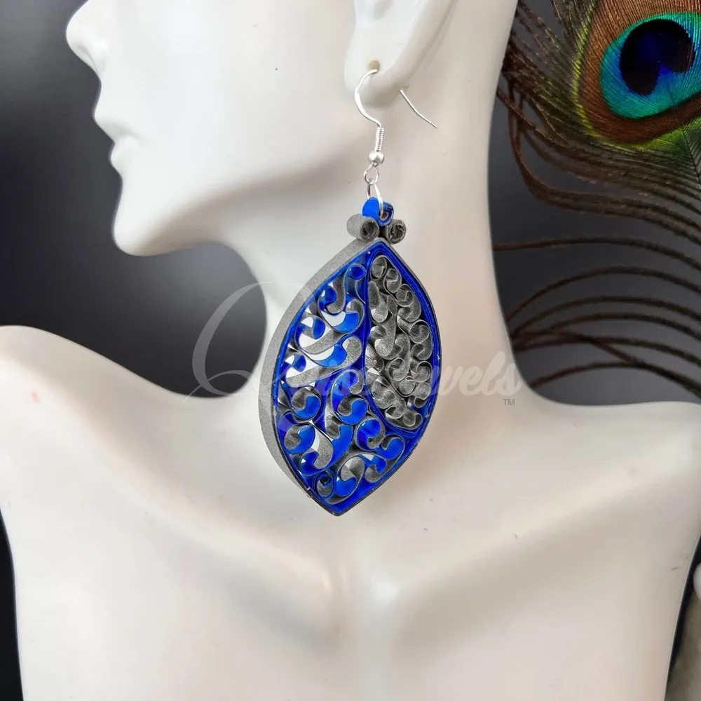 Designer Large Marquee Quilling Earrings