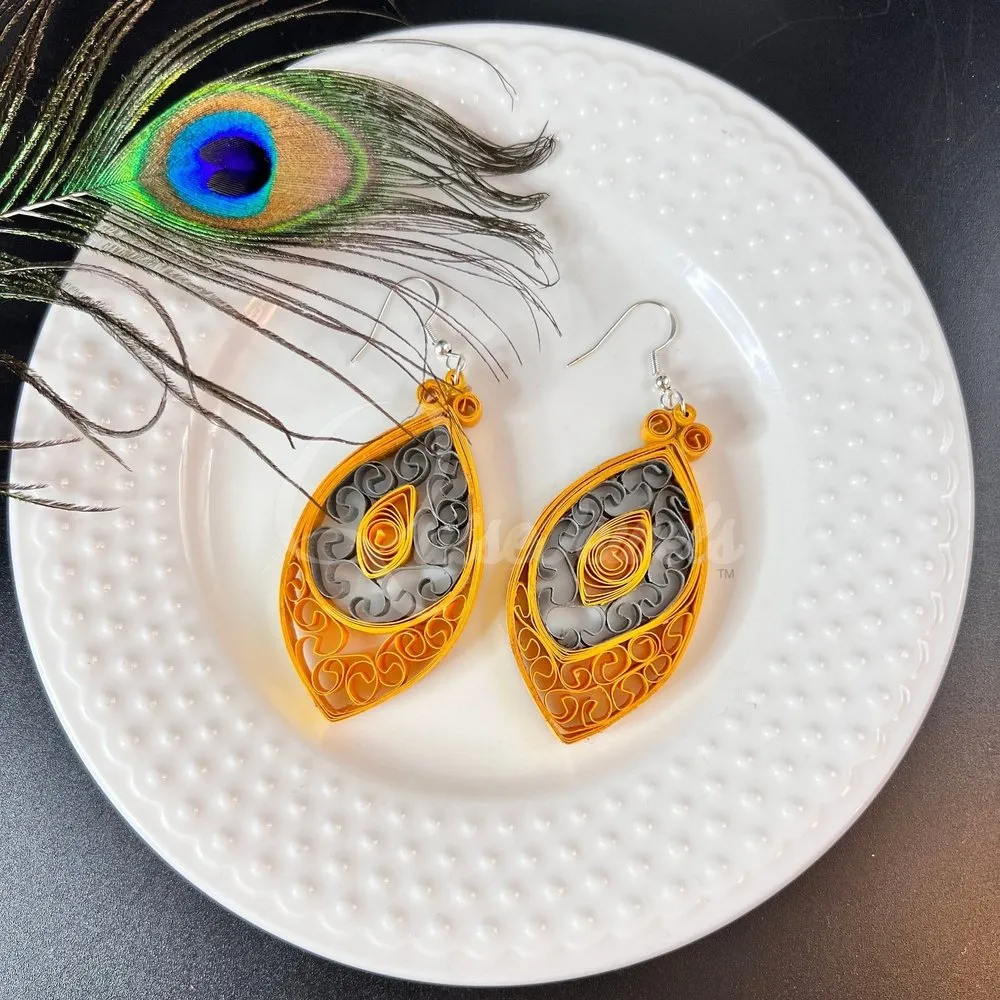 Designer Medium Marquee Quilling Earrings